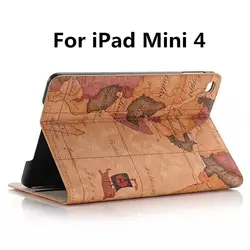 Чехол для iPad mini 4 роскошный Карта мира Магнитный чехол-книжка PU кожаный чехол с подставкой и карманами для карт держатель для Apple mini4 чехлы