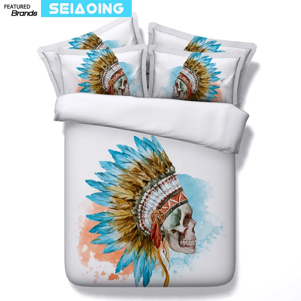 

indian sugar skull bed linens 3d oil printed comforter duvet cover queen twin bedding sets 3/4pc full king size 500tc girl adult