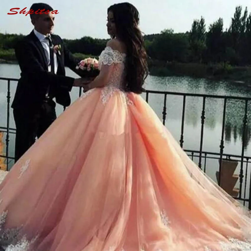 Lace Quinceanera Dresses Ball Gown Off Shoulder Tulle Prom Debutante Sixteen 15 Sweet 16 Dress