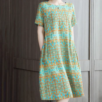 

Women's Summer dresses woman party night O-Neck Short Sleeve Geometric Print Dress Ladies Casual Vacation Beach Dresses