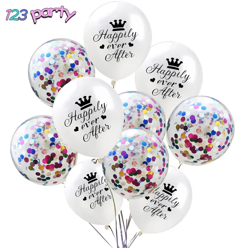 

10pcs/lot Wedding Decoration Happily Ever After Latex Confetti Balloon Propose Bachelor Party Decoration Supplies