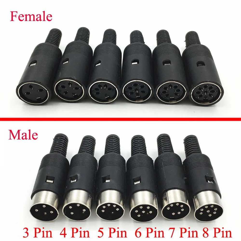 50 шт. 3 Pin/4 Pin DIN Plug/5 Pin DIN Plug/6 Pin/7 Pin/8 Pin Кабельный разъем DIY