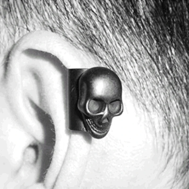 

Punk Style Golden Silver & Black Metallic Skull Ear Cuff Clip Earrings for Women piercing Jewelry Ear Wrap