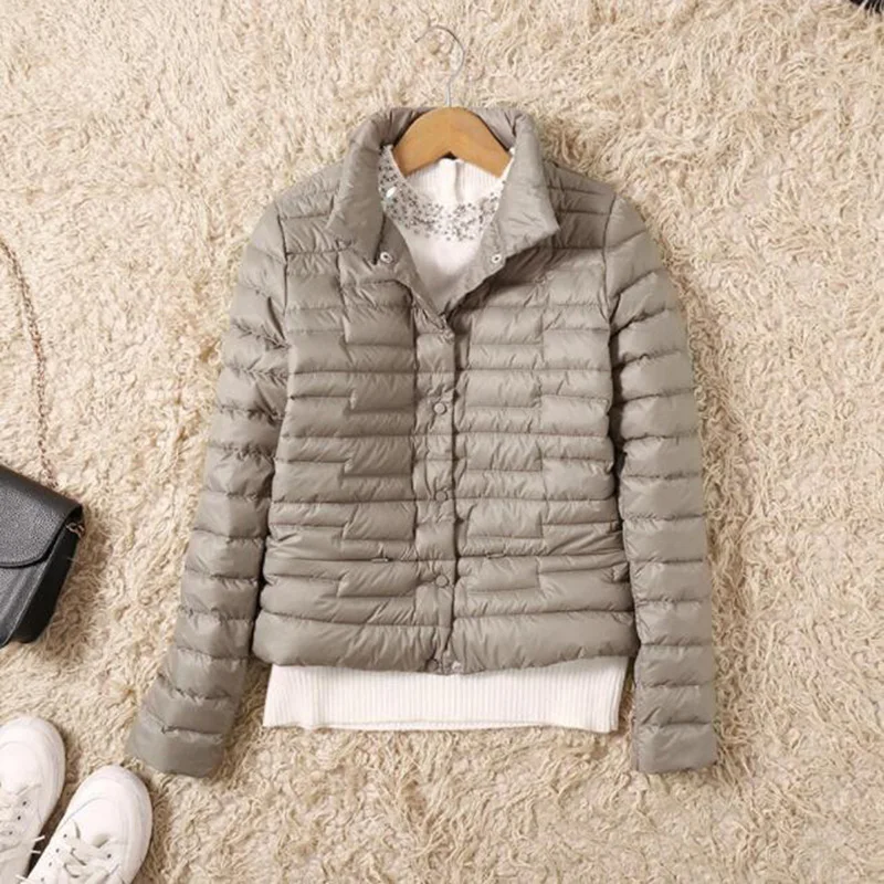 

Ultra Light Down Jacket Women Winter Short Slim Thin Single-breasted Duck Down Coat Fashion Women Puffer Jacket