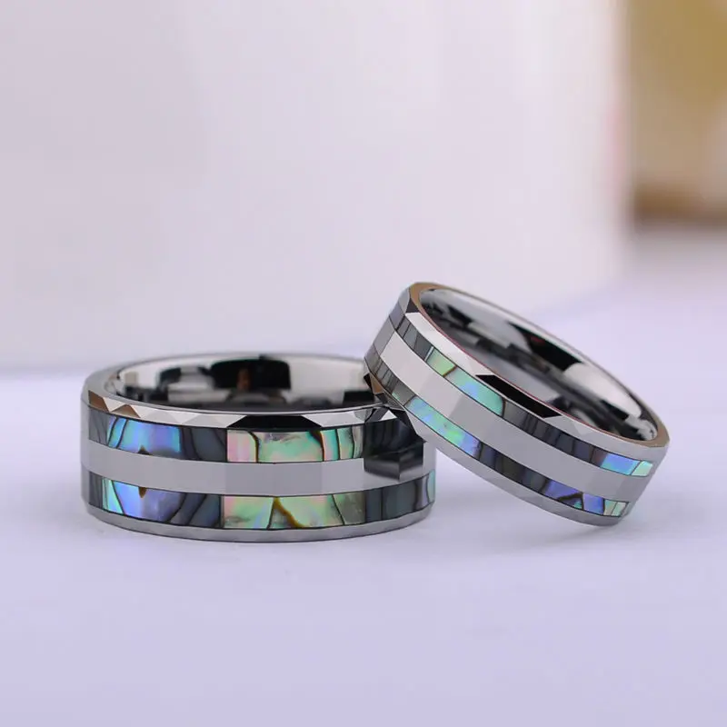 Morrir do Amante da Moda Anéis de Tungstênio Polido com Conchas do Mar Profundo para o Presente de Casamento 8mm de Largura Nova Frete Grátis Tamanho 7-13 9 High Quality Joias e Acessórios