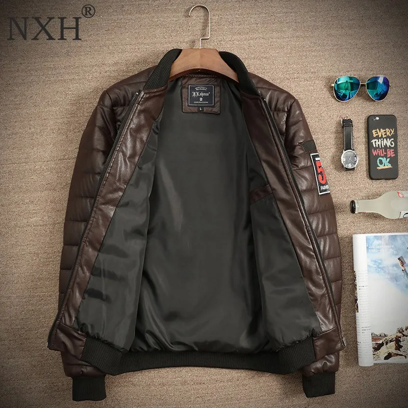 Мужская зимняя куртка из искусственной кожи размеры 45 150 кг|brand leather jacket|leather
