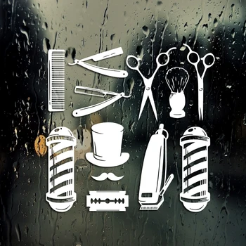 

Barbershop Sticker Bread Decal Customized Vinyl Wall Art Decor Windows Decoration Haircut Shavers Glass Barbershop Decals