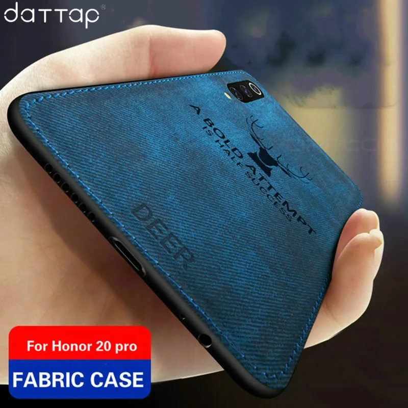 

daTTap Case for Huawei Honor 20 Pro Case Cloth Fabric Deer Hard Cover for Honor V20 Honor20 Pro Cases Soft Silicone Frame Fundas