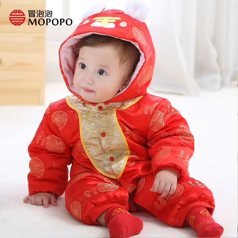 Mopopo Newborn Baby Boy Rompers Winter Long Seleeve 2017 Winter Chinese