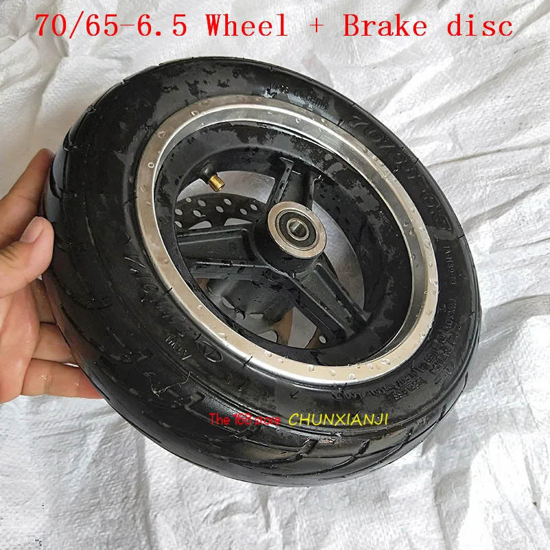 Super 10 inch Front wheel 70/65-6.5 tyre tubeless vacuum tire and alloy  hub with Brake disc for electric scooter