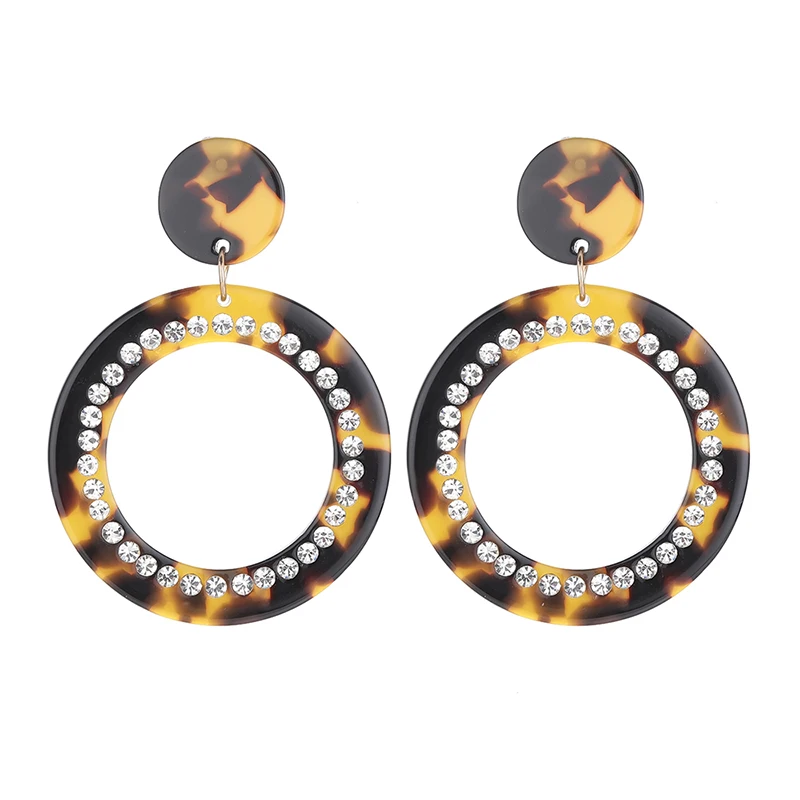 

Boho Fashion Big Earings Large Color Block Leopard-print Tortoiseshell Earrings Geometric Oval New Women Stud Earrings Jewelry