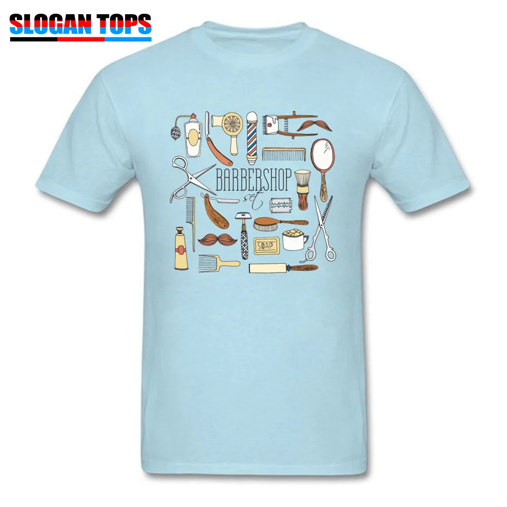 Mens 2018 New Printed Tees Crewneck NEW YEAR DAY Pure Cotton Tshirts Party Short Sleeve barbershop appliances Tees barbershop appliances light