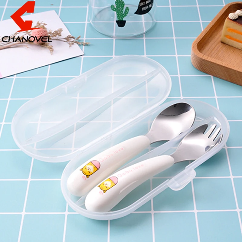 CHANOVEL 2 pcs Children Dinnerware Sets Stainless Steel Cutlery Set