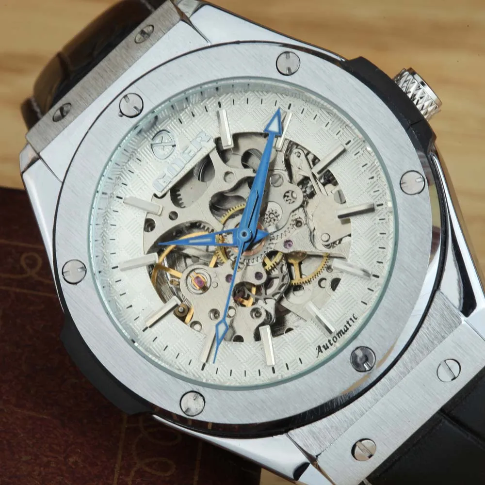 

Luxury Brand Goer Men Watches Leather Band Automatic Mechanical Watches Fashion Skeleton Wrist Watches Relogio Masculino WINNER