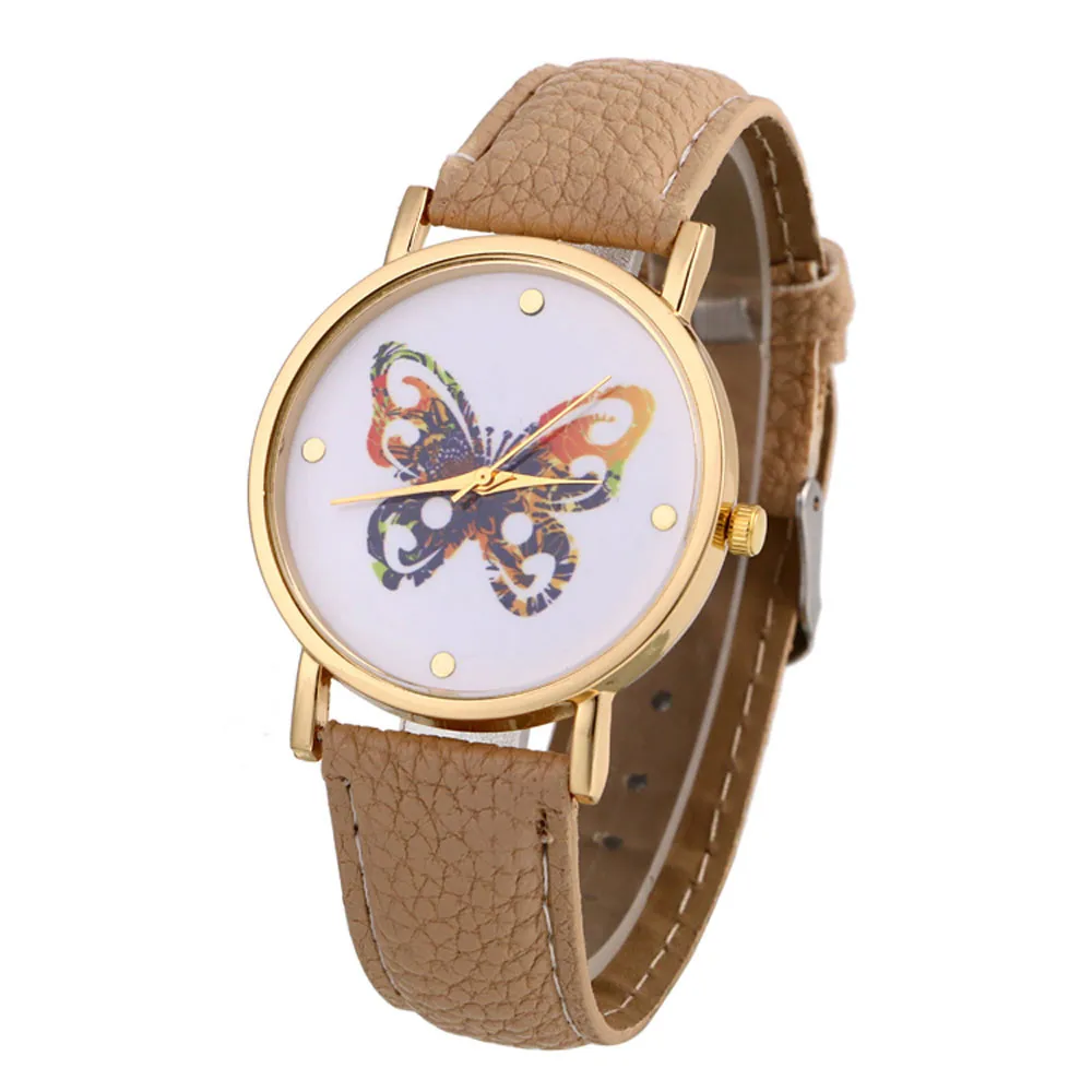 

Stylish Butterfly Patterns Beautiful Watch Women Elegant Leather Band Analog Quartz Vogue Wrist Watches relogio feminino A60