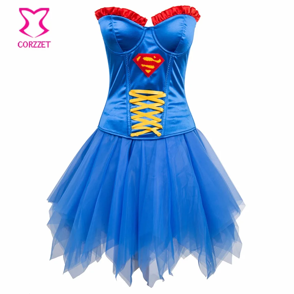 Buy Blue Cosplay Sexy Gothic Dresses Super Woman Party