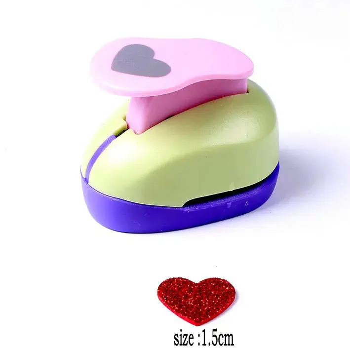 Paper Punch Shapes Craft,1Inch Heart Hole Punch with 10 Pieces Color Craft  Sticker Paper for Kids Handmade Scrapbook (Heart)