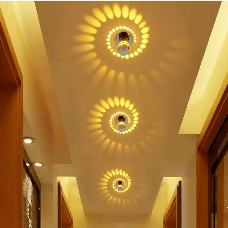 3W Spiral LED Wall Light Spot Lighting Lamp Bedroom Sconce Ceiling Modern Decor 