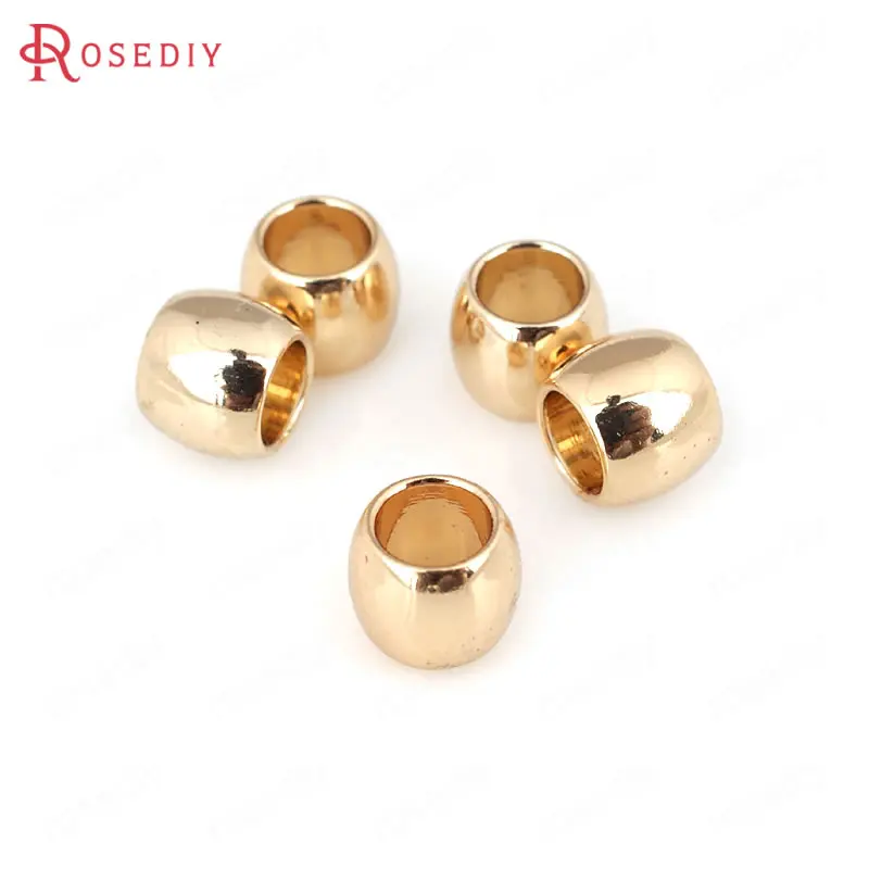 

10PCS 6x5MM 24K Champagne Gold Color Plated Brass Large hole Spacer Beads Bracelet Beads High Quality Diy Jewelry Accessories