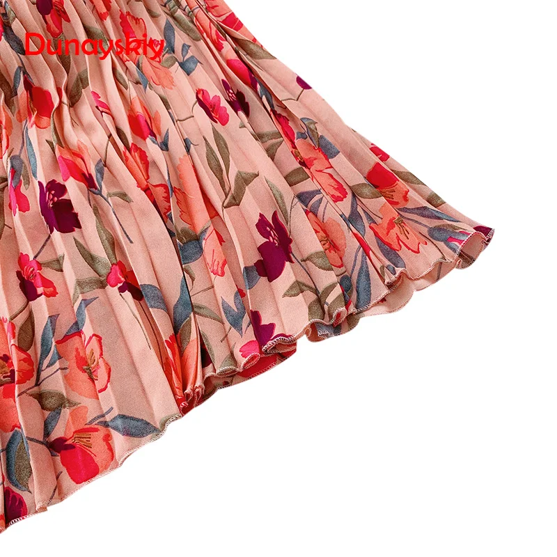 Новинка женская шифоновая юбка летняя элегантная складчатая юбка с цветочным принтом женские винтажные длинные юбки с высокой талией