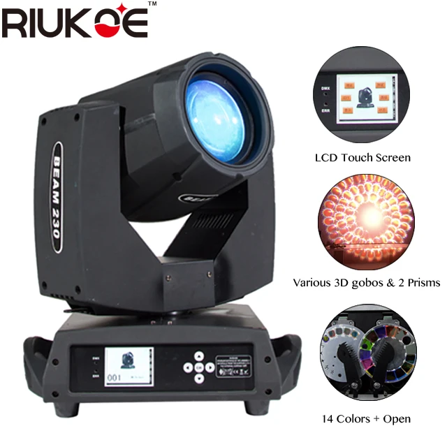 

RIUKOE high quality touch screen sharpy beam 230w 7r double prism moving head light dj stage disco equipments