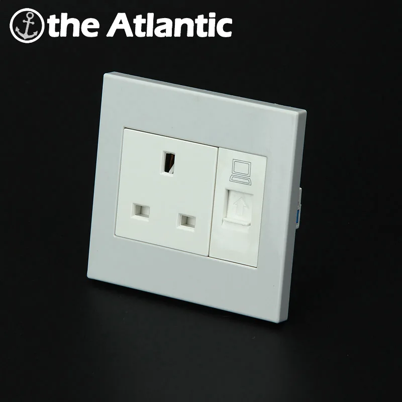 Atlantic 13A разъем стандарта Великобритании с Интернет RJ45 Розетка PC панель