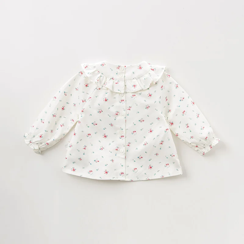 DB11753 dave bella/милые осенние Рубашки с цветочным рисунком для маленьких девочек; топы из хлопка для малышей; детская одежда высокого качества