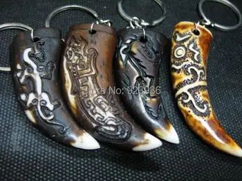 

FREE SHIPPING 12 PCS Lucky Yak Bone magic dragon totem Cool Man's MAGIC Biker KEY-CHAINS