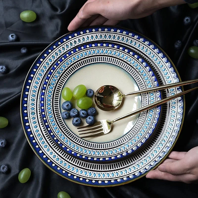 

1pc steak dish tableware geometry tableware Western plate ceramic Dinner Plate dish porcelain dessert dinnerware cake plate