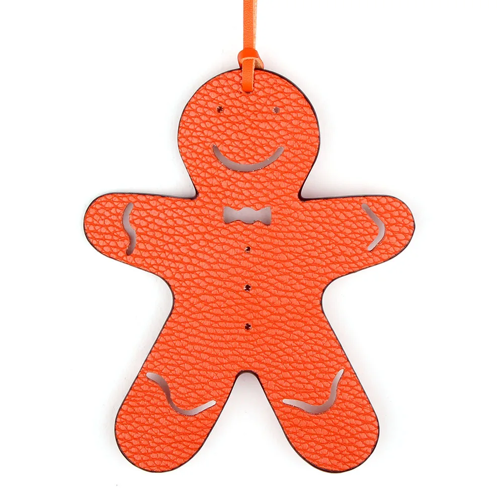 Famous Brand Designer Fashion Cute Gingerbread Man Faux PU Leather Keychain For Women Girls Bag Charm Backpack Pendant|Брелоки| |