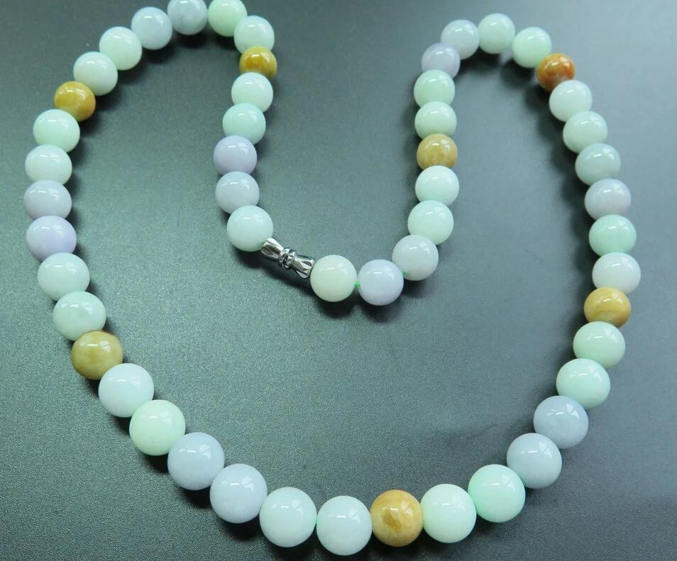 

0192 Nautral Mix-Color Jade A Grade Jadeite Bead Necklace