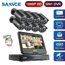 SANNCE FHD 1080P CCTV камера системы 5 в 1 8CH товары теле и видеонаблюдения DVR с 10,1 "ЖК дисплей шт. и 8 шт. Открытый безопасности комплект CCTV