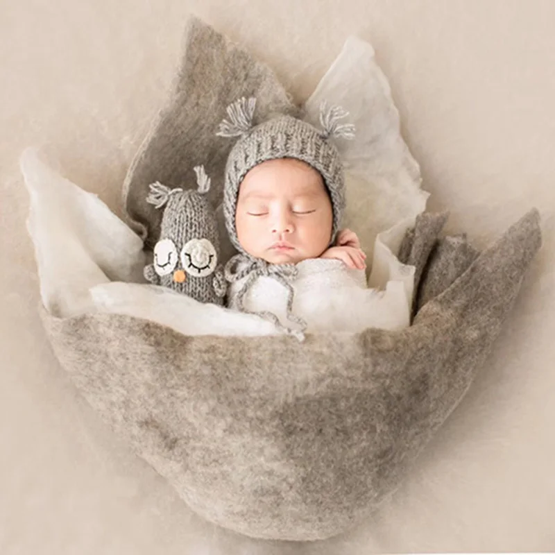 

Newborn Wool Blanket Photography Props Infant Baby Girl Boy Photo Shoot Wraps Basket Filler New Born Baby fotoshooting Backdrop
