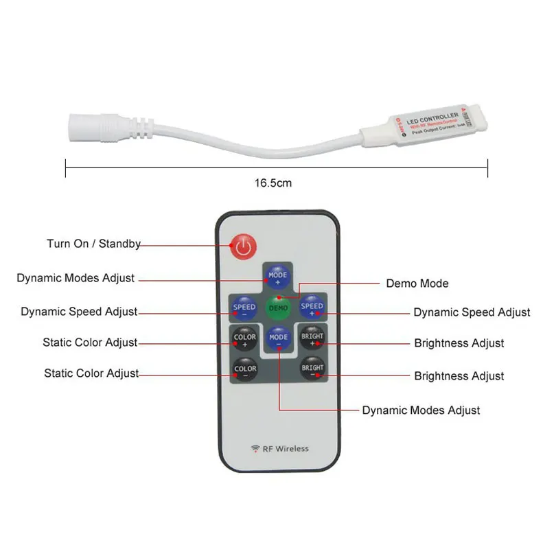 1 шт. маленький, радиочастотный, беспроводной пульт дистанционного управления светодиодной лентой регулятор светодиодной яркости контроллер для RGB Цвет световая полоса SMD5050/3528/5730/5630/3014