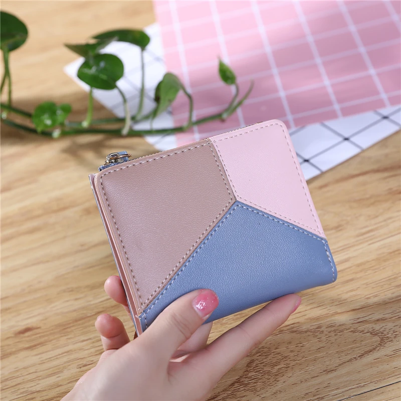 

Women Wallet Geometric Mosaic Pattern Female Wallet Zipper Hasp Women Card Holder Small Bag ID Card Wallet Short Coin Purse Lady