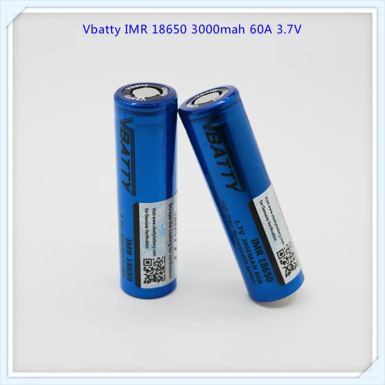 Vbatty IMR 18650 3000mah 60A 3,7 V аккумулятор с плоским верхом(1 шт