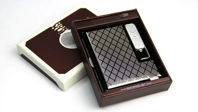 

16 cigarettes box USB Cigarette case with cigar lighter packing : gift box