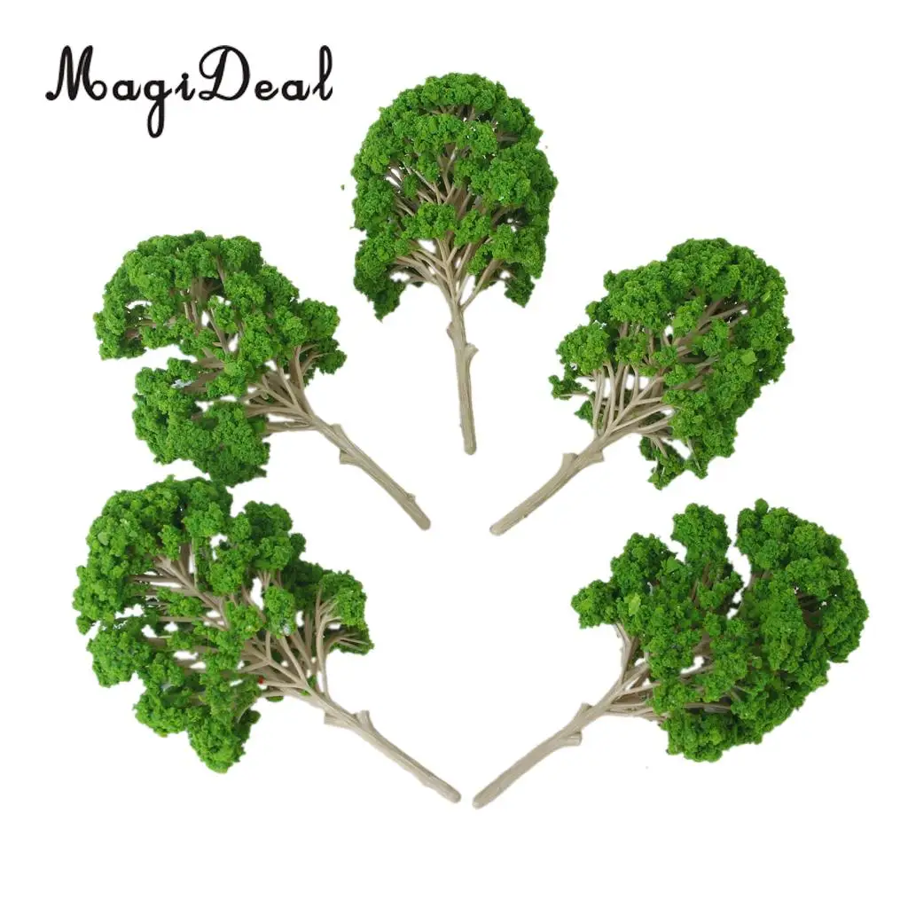 5Pcs Train Track Park Garden Forest Street Architecture Landscape Scenery Green Model Trees Scale 1:50-1:75