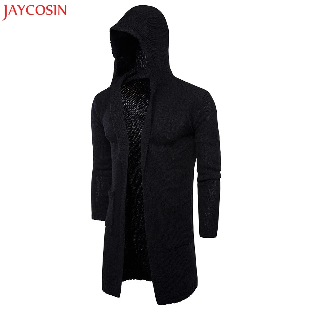 Мужской осенне зимний облегающий вязаный свитер JAYCOSIN с капюшоном модный
