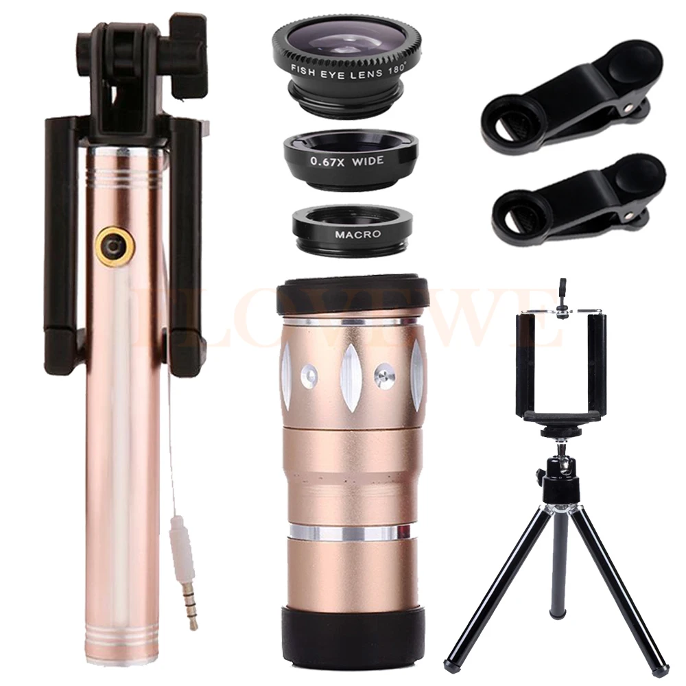 

Newest HD10X Telephoto Zoom Lens Telescope Microscope Wide Angle Macro Fisheye Lentes Tripod For Smartphone Selfie Stick Monopod