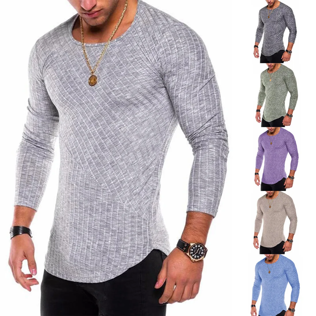 S 3xl 2019 Spring Men Long Sleeve T Shirt Casual O Neck Slim Fit ...