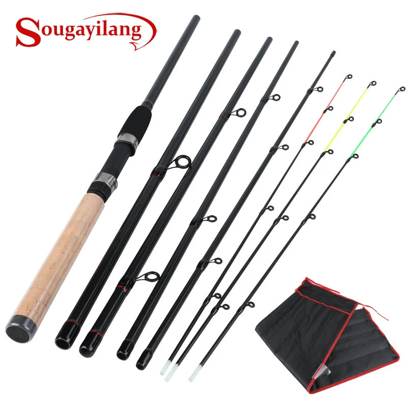 Sougayilang 3M Fishing Rod Ultralight Weight 6 Section Fishing Rod Carbon Rod Spinning Travel Rod Carp Fishing Tackle