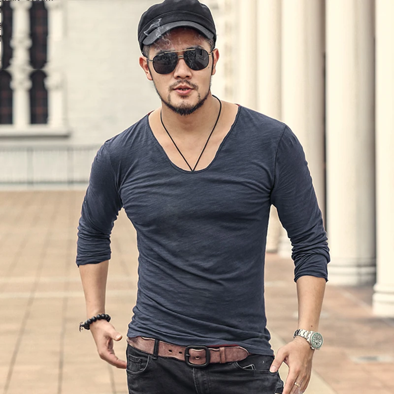 Mens bottoming T shirt slim solid Men T shirts European