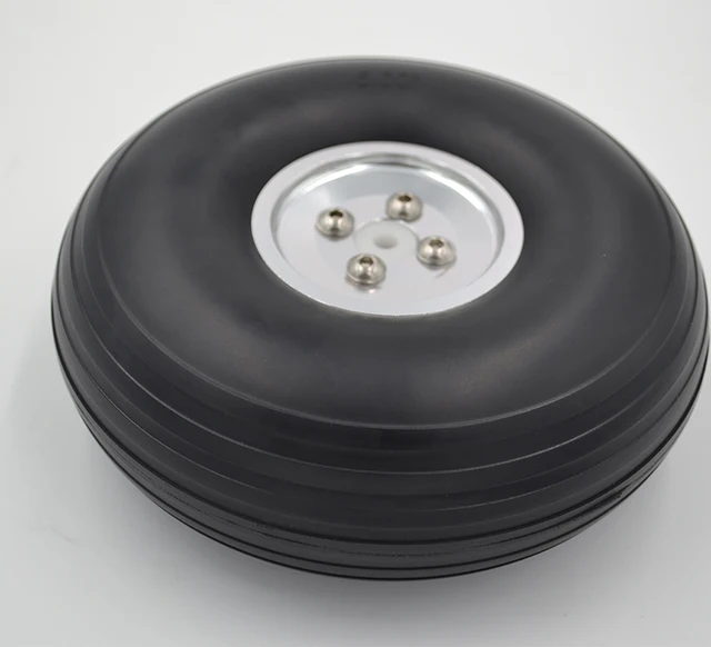 Best Price WE HOBBY 1 pair of 5" 127mm CNC Dia-Casting Aluminum Hub PU Wheel for Electric Gasoline RC Airplane 5 Inch