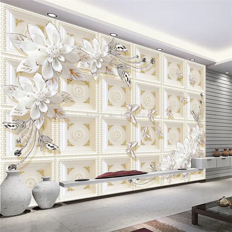 Пользовательские 3D Настенные обои Европейский Стиль Простой Мраморный Римский столб Алмазный цветок фон обои гостиная отель 3D декор