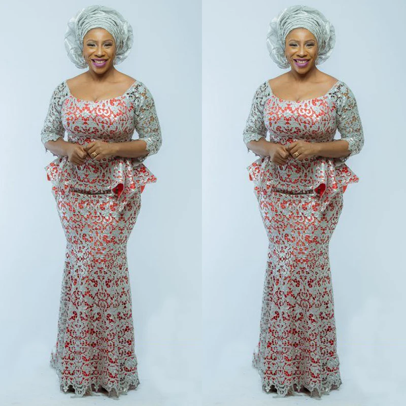 Yellow Lemon African Style Evening Dresses Mermaid Lace African Nigerian Evening Dresses Long Women Deep V African Evening Gown