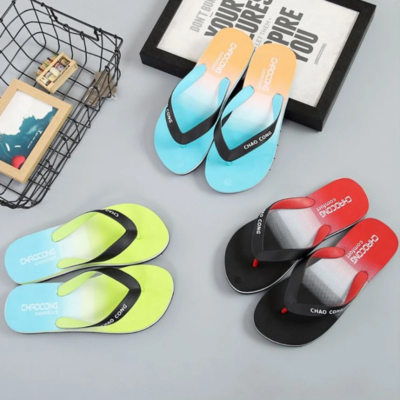 

Men Flip Flops EVA Gradient Color Prints Shower Sandal Summer Casual Slippers