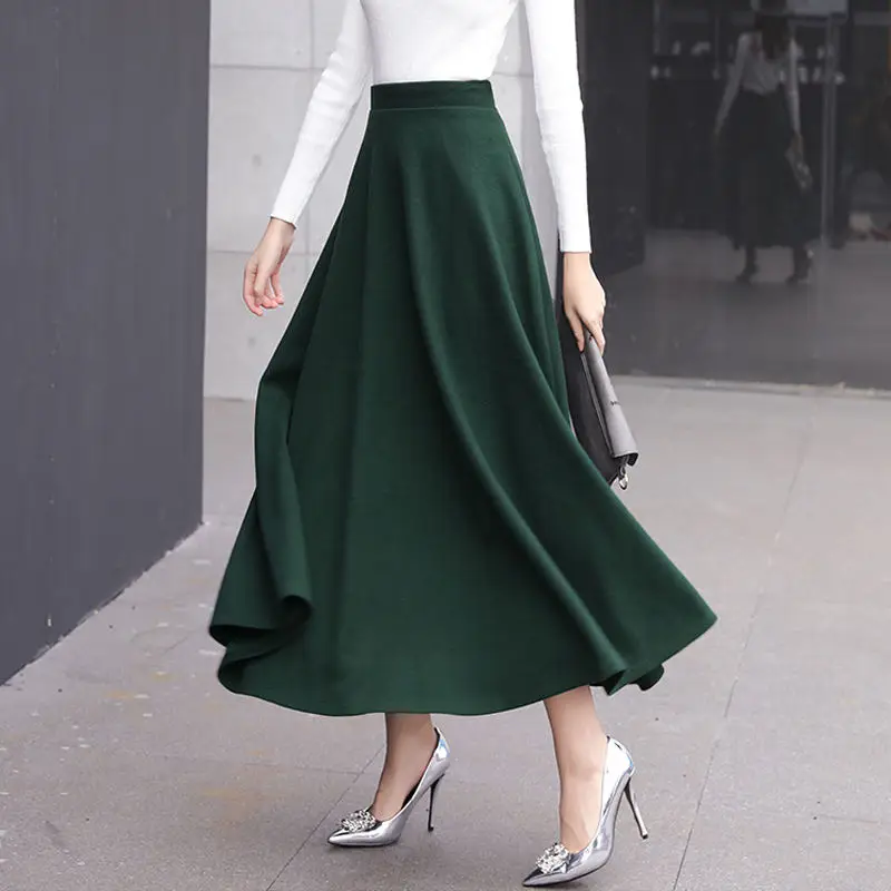 New-Winter-Skirt-Autumn-Fashion-Women-s-Long-Woolen-Skirts-A-line-Wool-Skirts-6-Colors