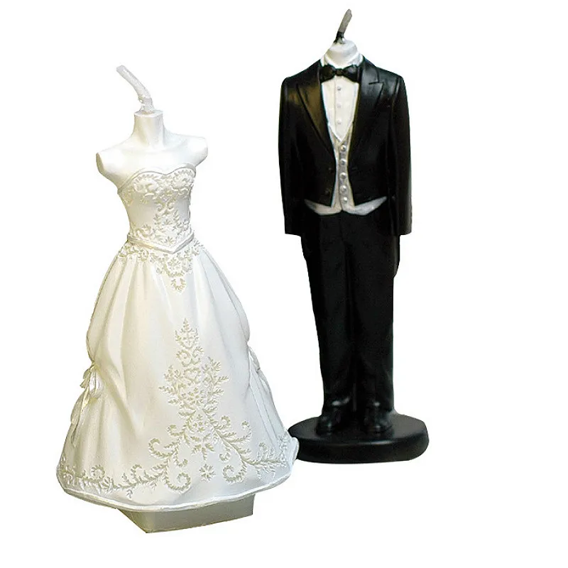 

White Bridal Shape Candle Smokeless Scented Groom Candles Wedding Holiday Gifts Party Cake Birthday Candle Wax Decoration Crafts