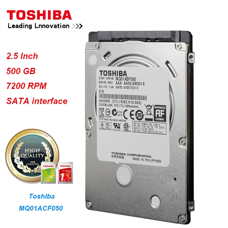 Original Toshiba MQ01ABF050 500GB Hard Drive Disk SATA/300 7200RPM 16MB 2.5" Internal Hard Drive for Laptop